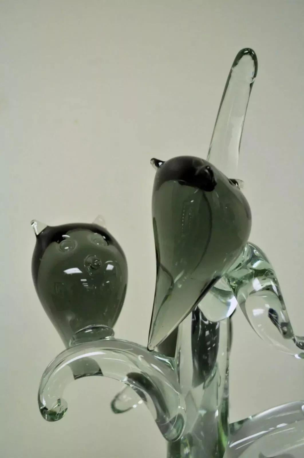 Salviati Murano Italian Modernist Perched Owl on Tree Art Glass Sculpture im Angebot 2