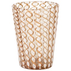 Antique Salviati Murano Latticino Art Glass Beaker, Early 20th Century