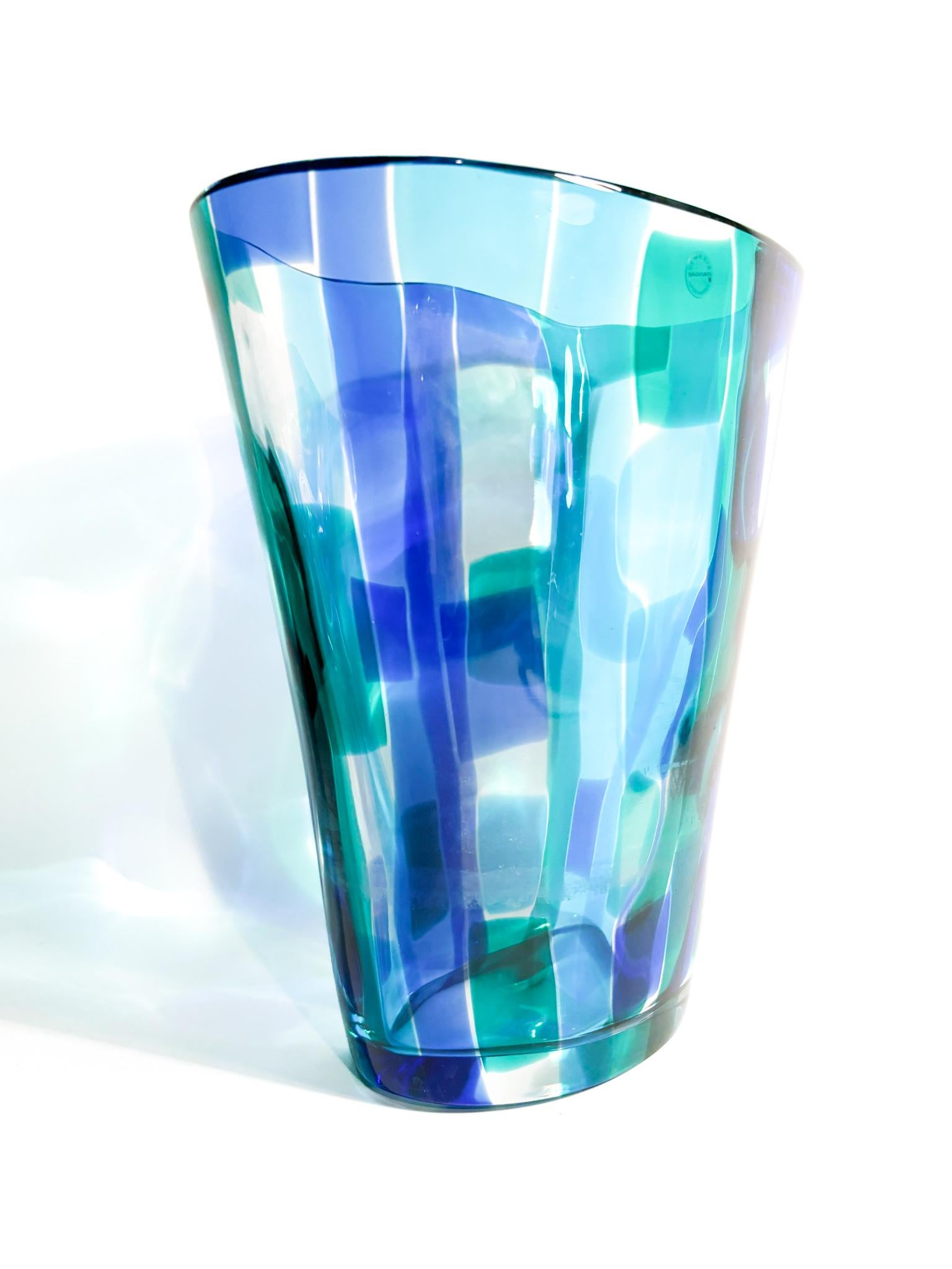 Salviati Murano Multicolored Glass Vase Madras model 1997 For Sale 3