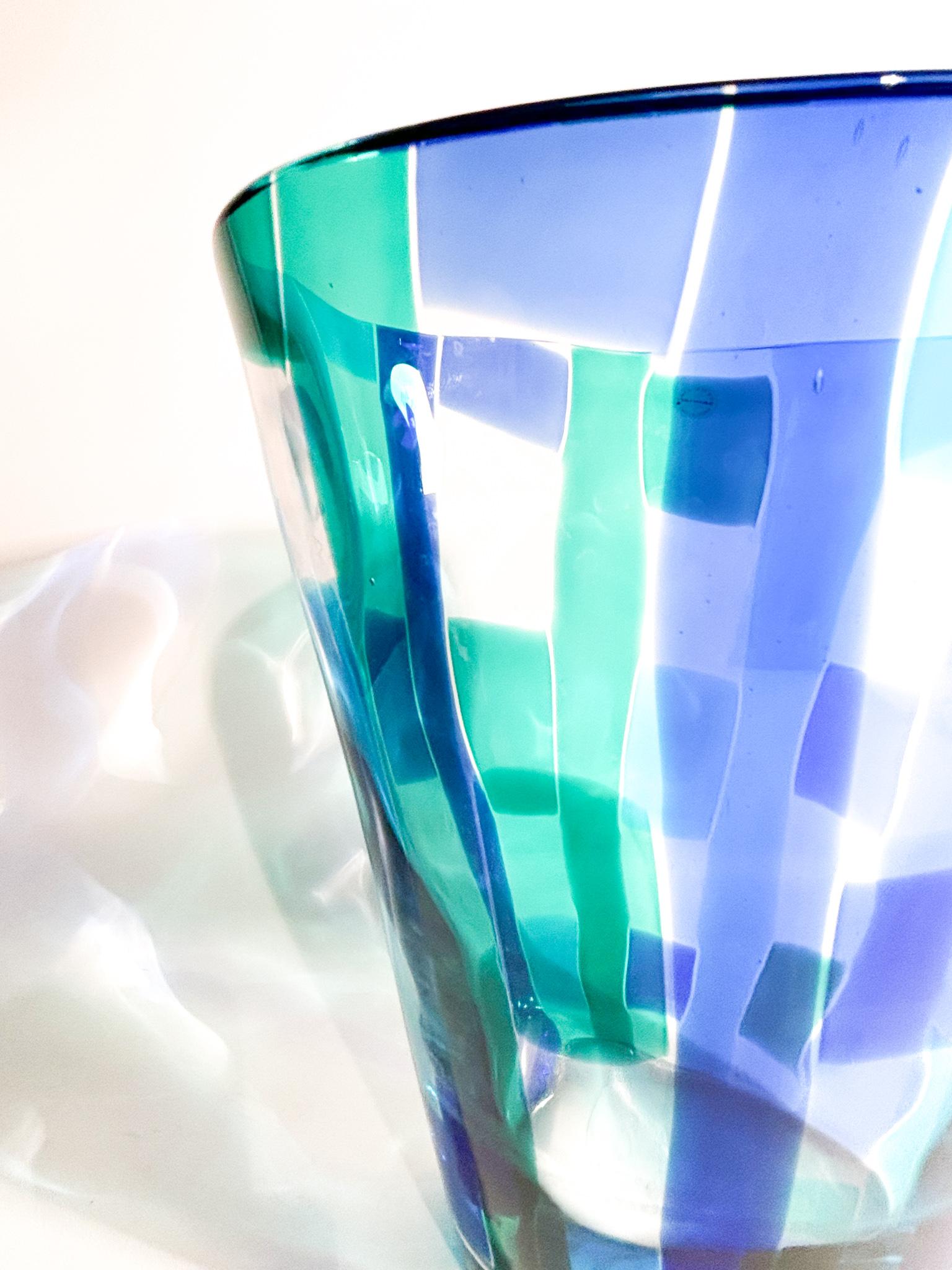 Salviati Murano-Vase aus mehrfarbigem Glas Madras, Modell 1997 im Angebot 9