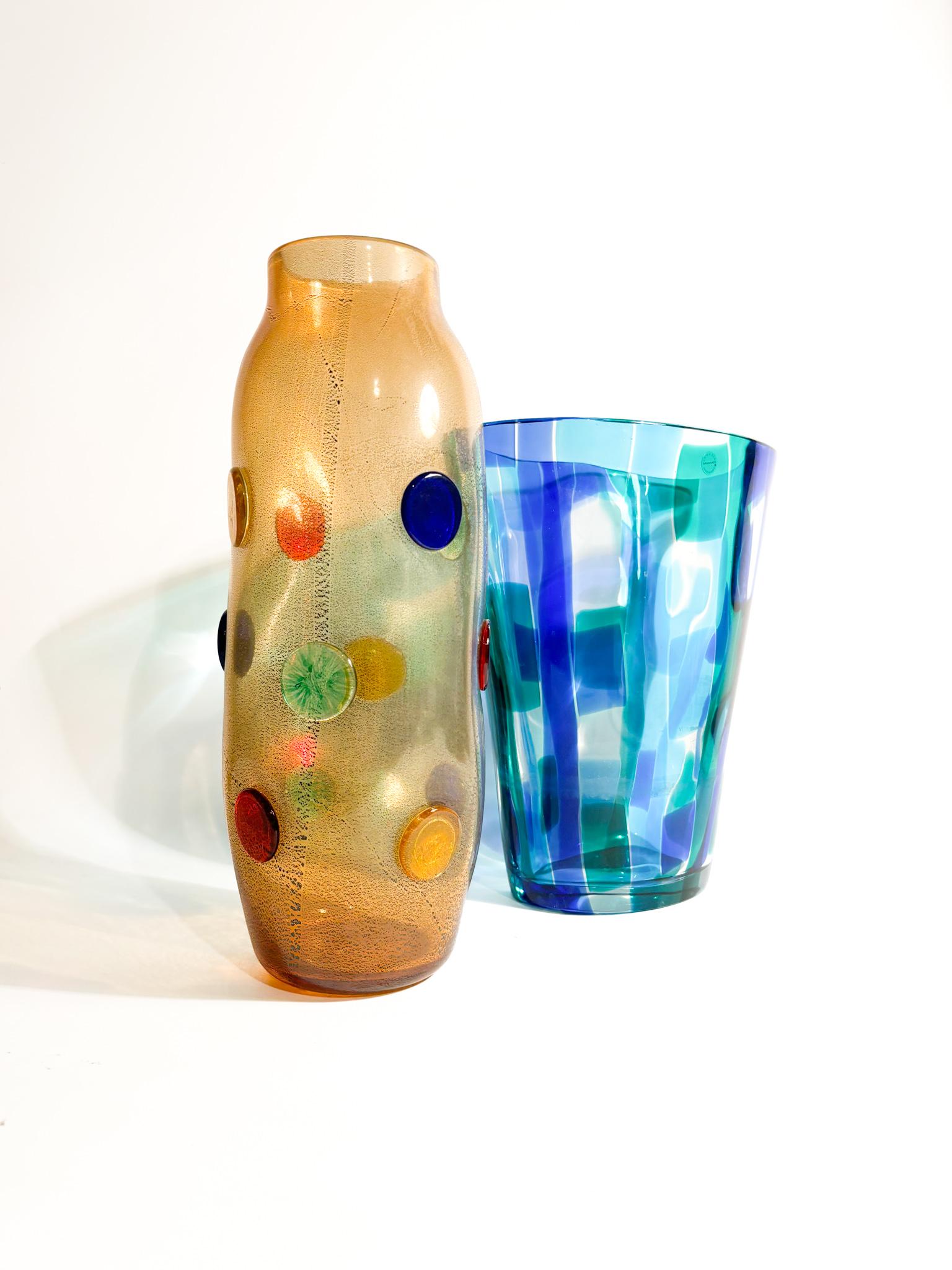 Salviati Murano Multicolored Glass Vase Madras model 1997 For Sale 10