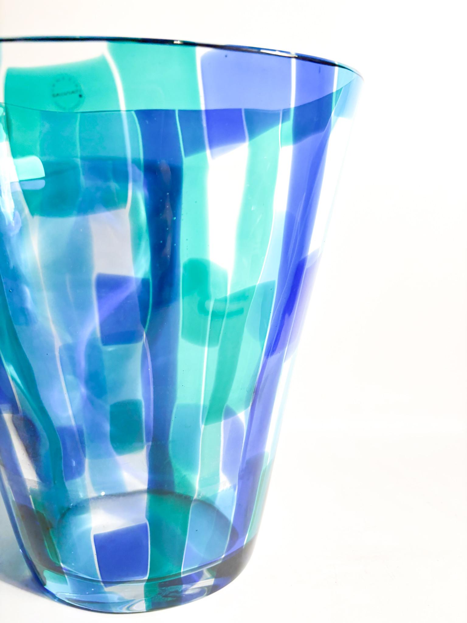 Salviati Murano-Vase aus mehrfarbigem Glas Madras, Modell 1997 im Zustand „Gut“ im Angebot in Milano, MI
