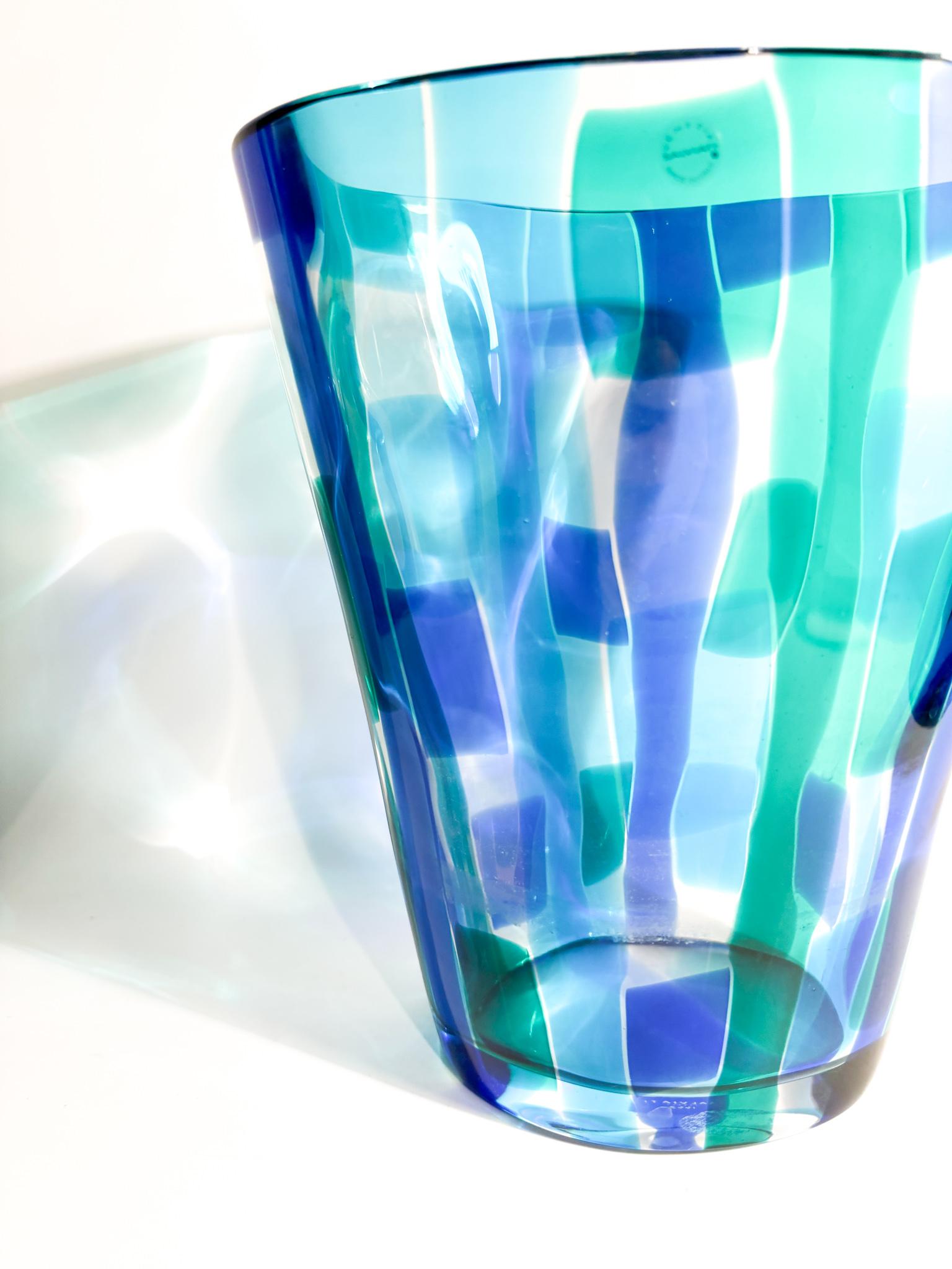 Late 20th Century Salviati Murano Multicolored Glass Vase Madras model 1997 For Sale