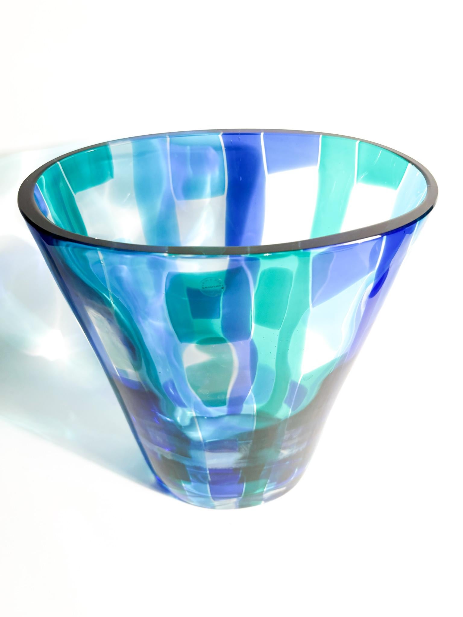 Salviati Murano Multicolored Glass Vase Madras model 1997 For Sale 1