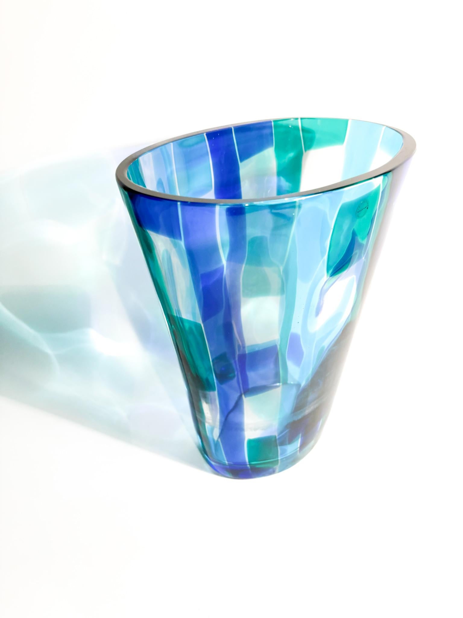 Salviati Murano Multicolored Glass Vase Madras model 1997 For Sale 2