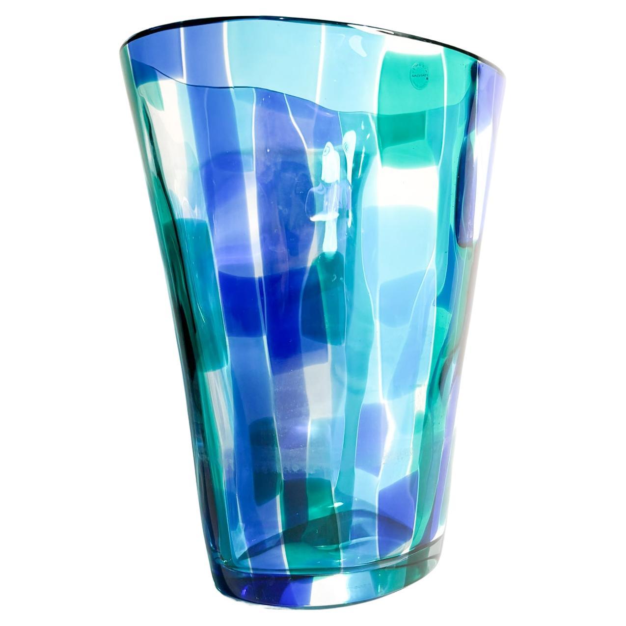 Salviati Murano-Vase aus mehrfarbigem Glas Madras, Modell 1997 im Angebot