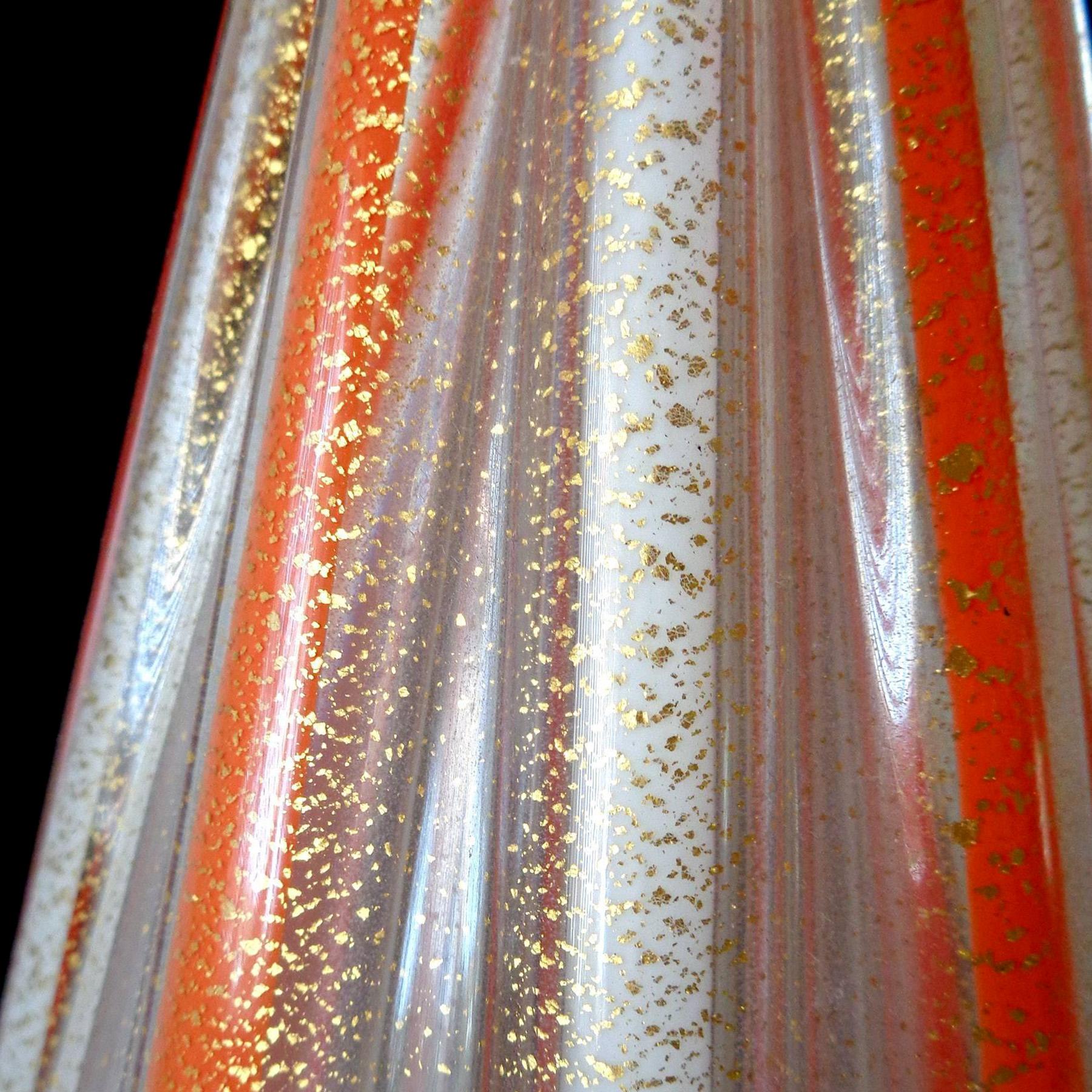 Salviati Murano Naranja Blanco Oro Moteado Vidrio Artístico Italiano Años 50 Decantador Genio Hecho a mano en venta