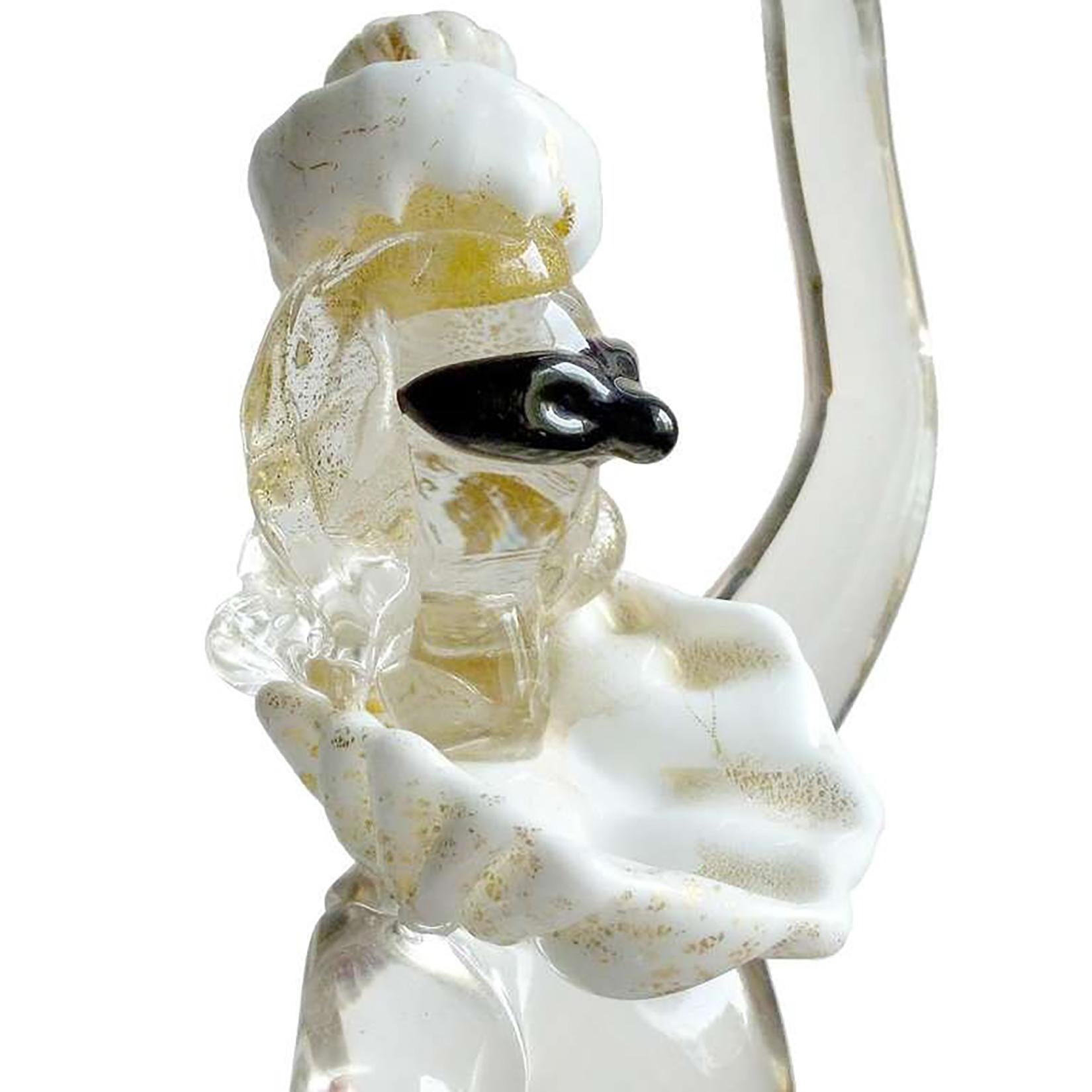 Salviati Murano Lila Kupfer Bänder Gold Italienische Kunst Glas Ballerina Skulptur im Zustand „Gut“ im Angebot in Kissimmee, FL