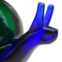 Salviati Murano Sommerso Blue Green Italian Art Glass Snail Figure Sculpture