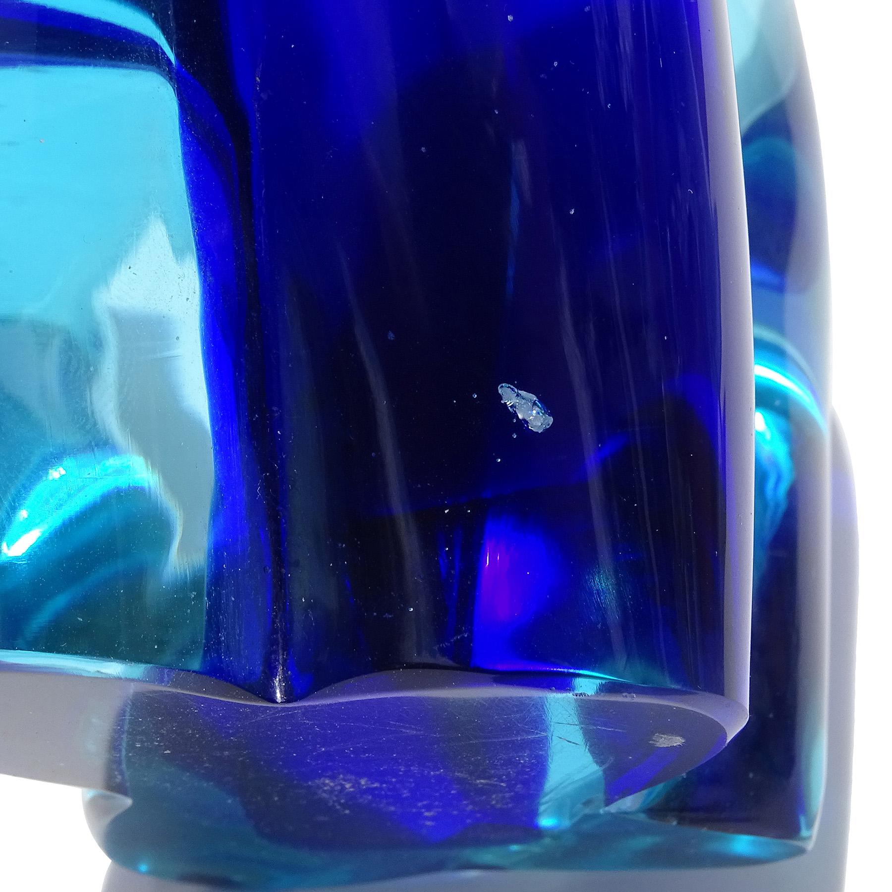 Salviati Murano Sommerso Blue Over Cobalt Italian Art Glass Giraffe Sculpture For Sale 6