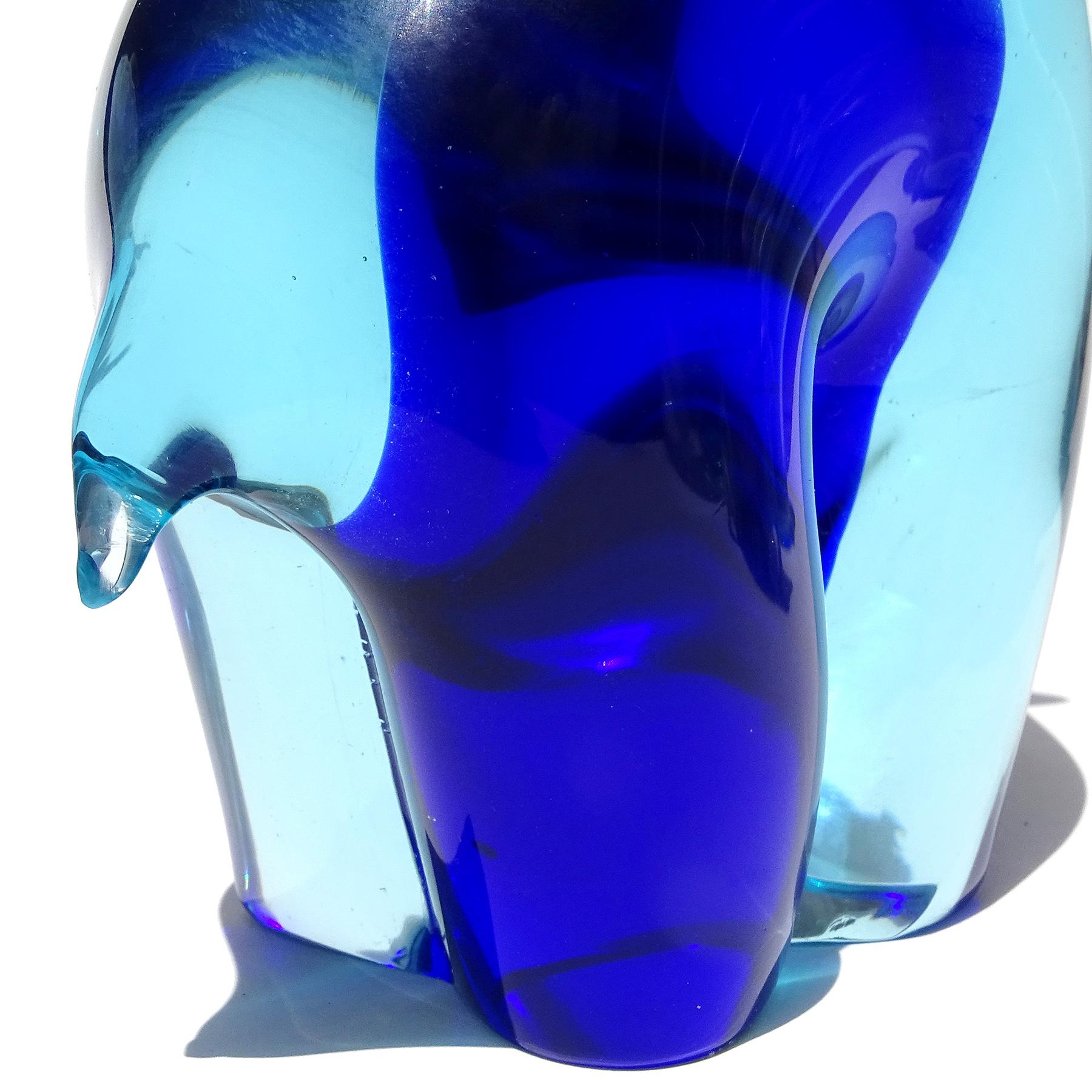 Salviati Murano Sommerso Blue Over Cobalt Italian Art Glass Giraffe Sculpture For Sale 1