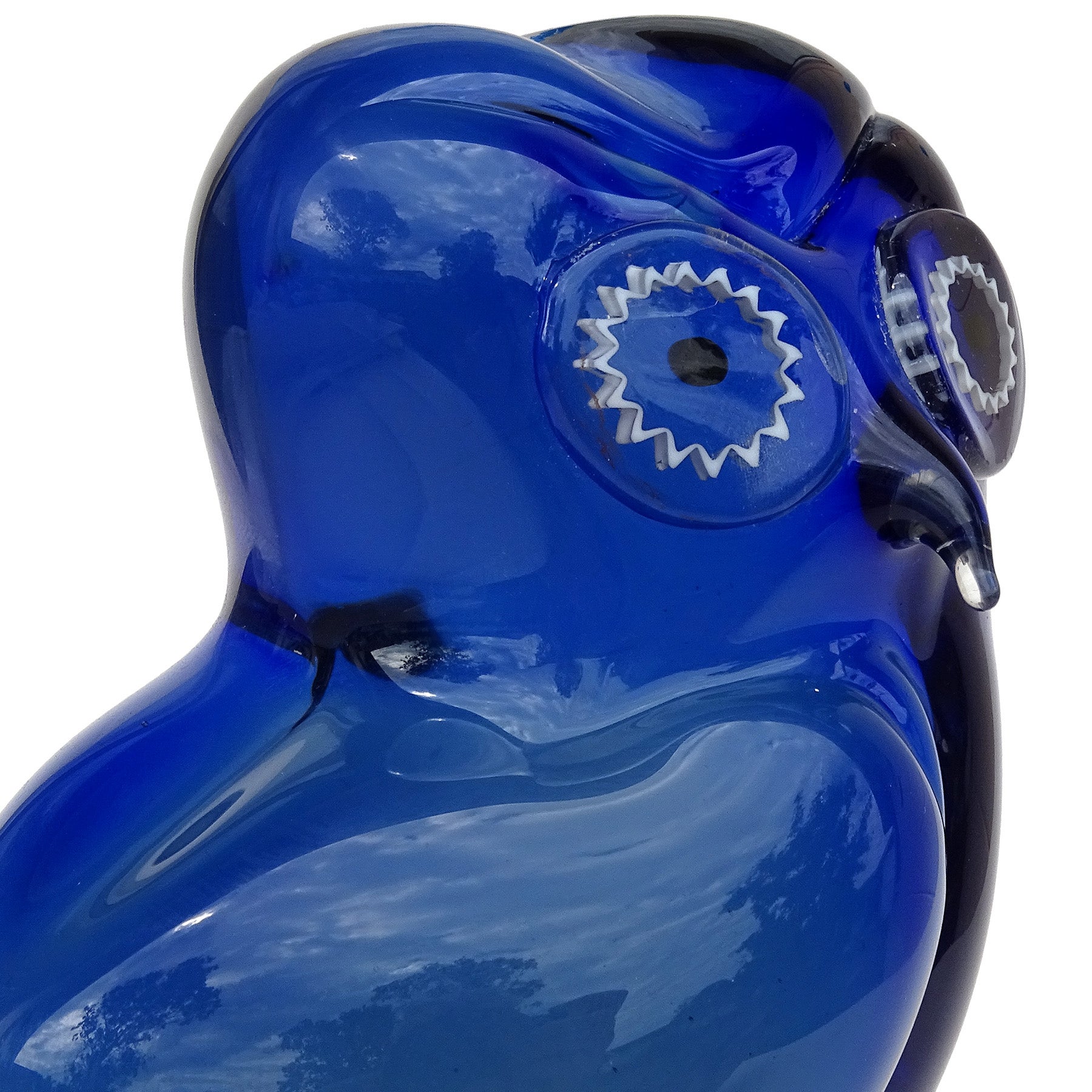 Skulptur einer Eule aus kobaltblauem italienischem Murano Sommerso-Kunstglas von Salviati (Handgefertigt) im Angebot