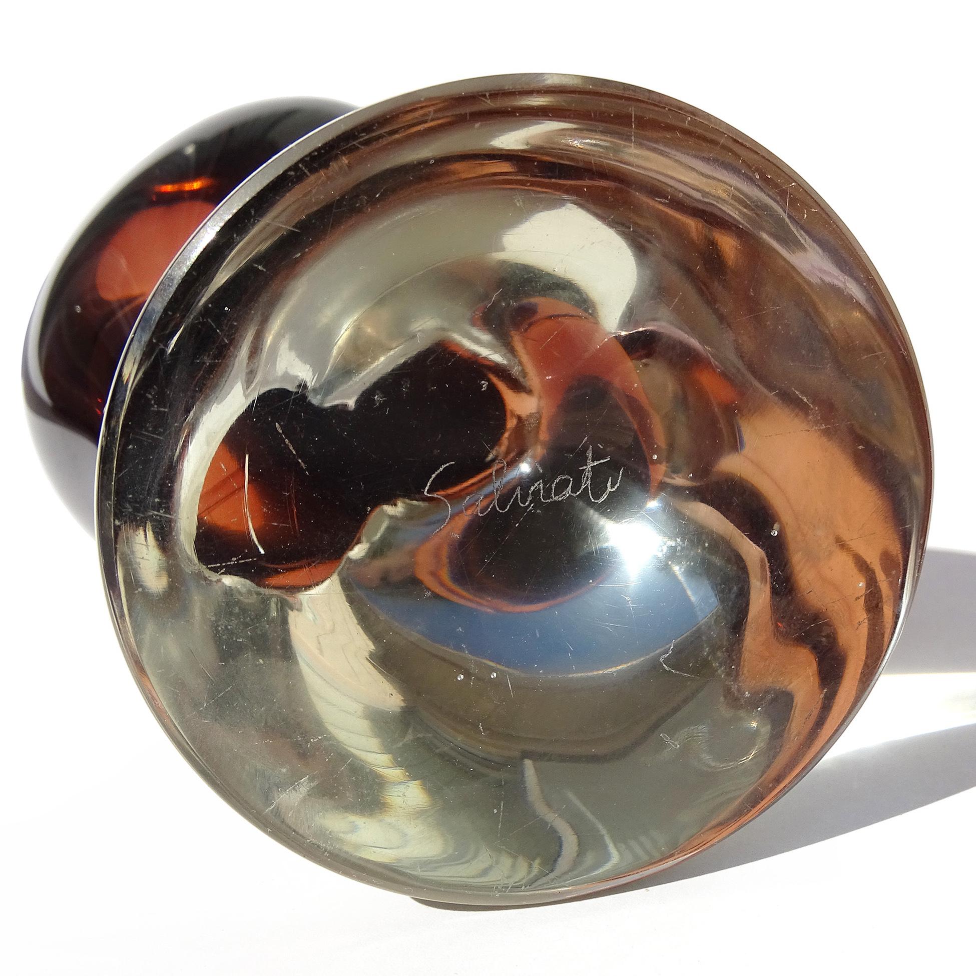 Vetro Salviati Murano Sommerso Merlot Red Peach Scultura in vetro artistico italiano Gufo Uccello in vendita