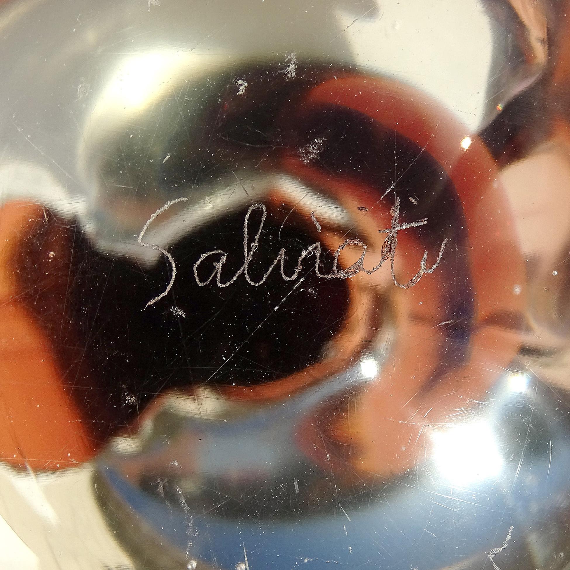 Salviati Murano Sommerso Merlot Red Peach Scultura in vetro artistico italiano Gufo Uccello in vendita 1