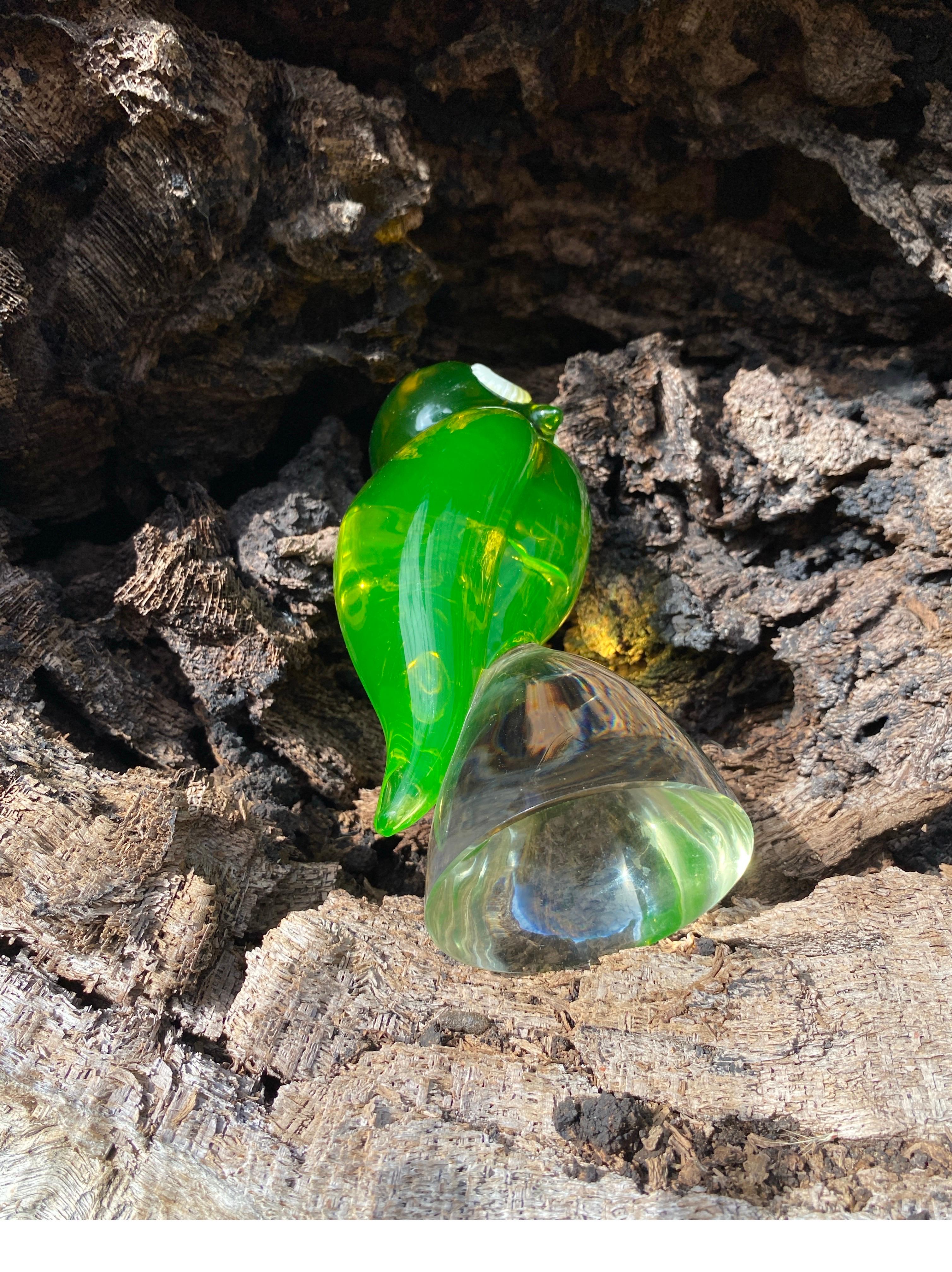 Salviati Murano Sommerso Uranium Glass Perched Hoot Owl Sculpture 3