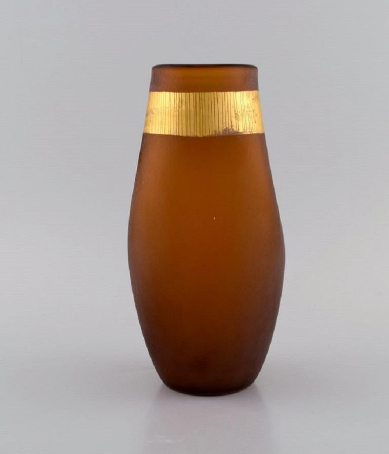 Salviati, Murano, Two Vases in Amber-Coloured Mouth-Blown Art Glass 1
