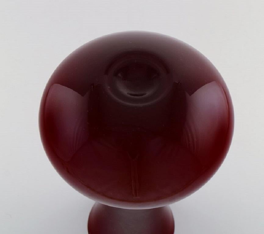 Salviati, Murano. Vase in Red Mouth Blown Art Glass with Matt Black Ribbon 1