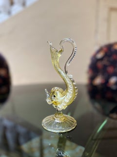 Salviati Murano Venetian Hand Blown Gold Dolphin Caraffe