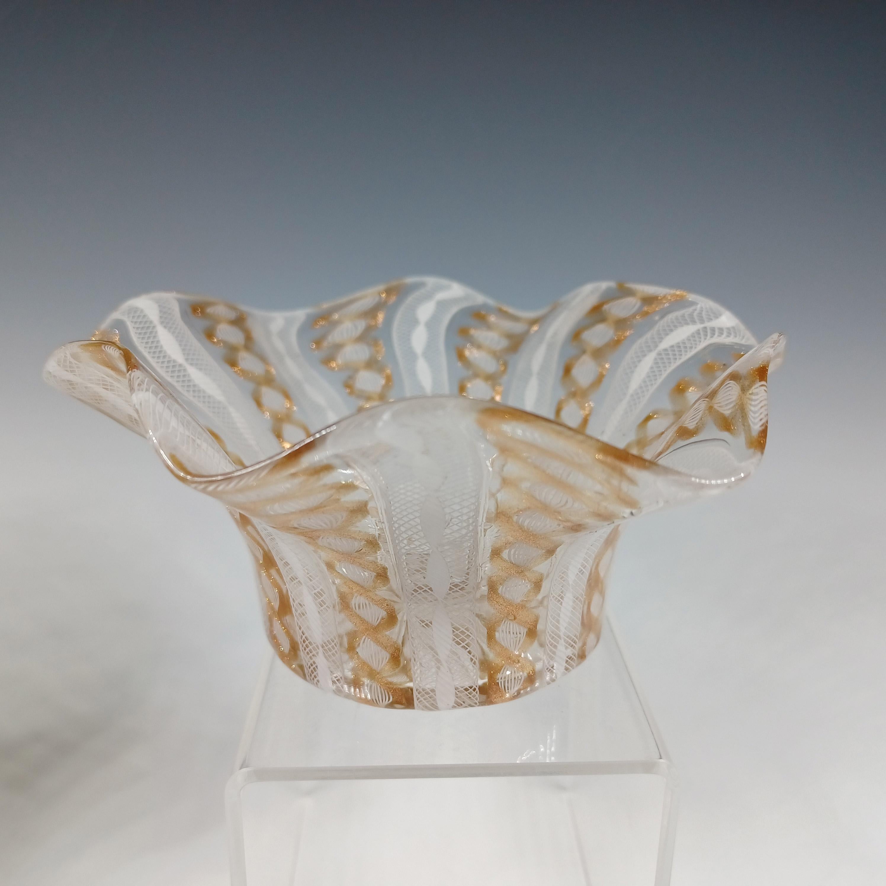 Juego de cuenco y plato de cristal Zanfirico y Aventurina de Murano Salviati en Bueno estado para la venta en Bolton, GB