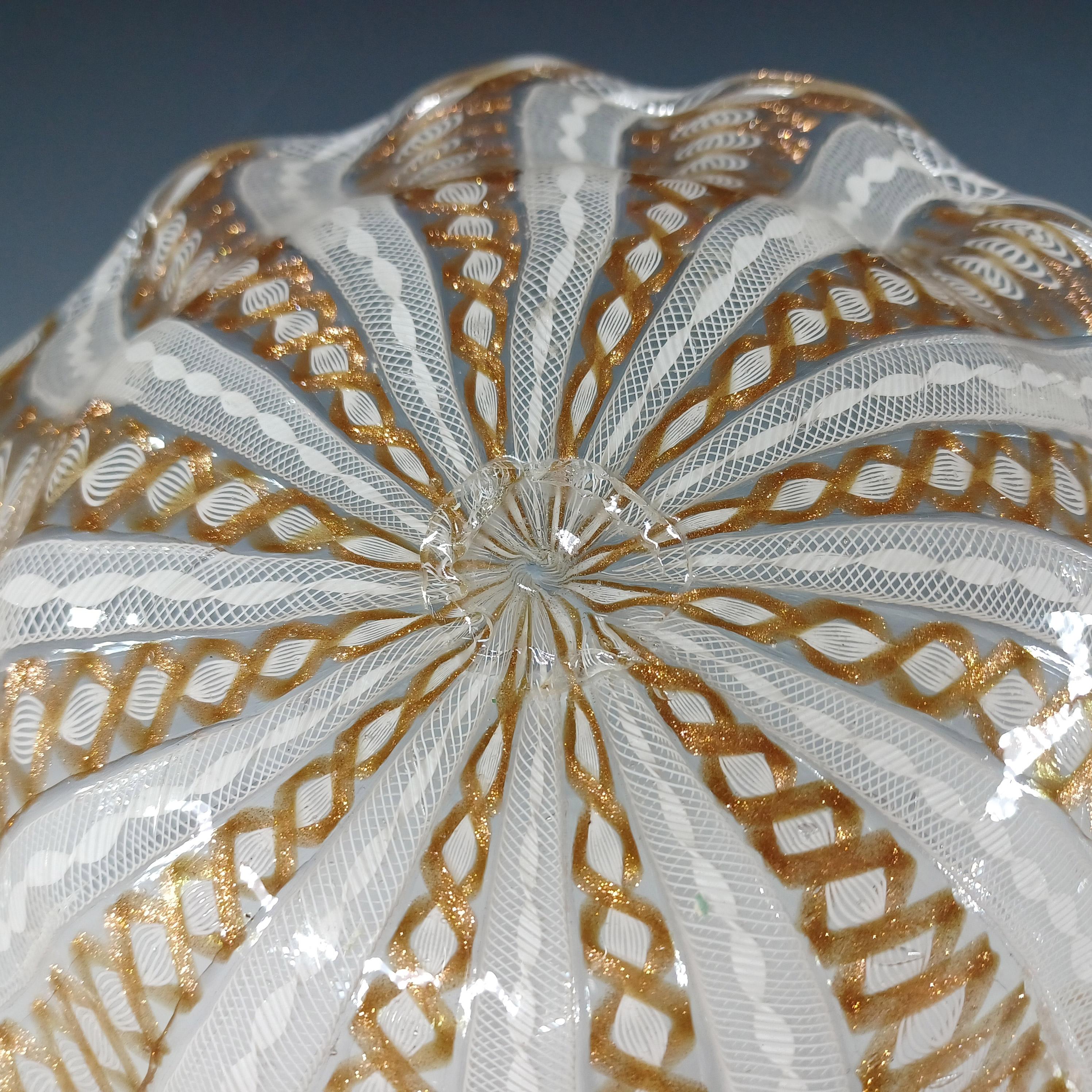 Juego de cuenco y plato de cristal Zanfirico y Aventurina de Murano Salviati en venta 1