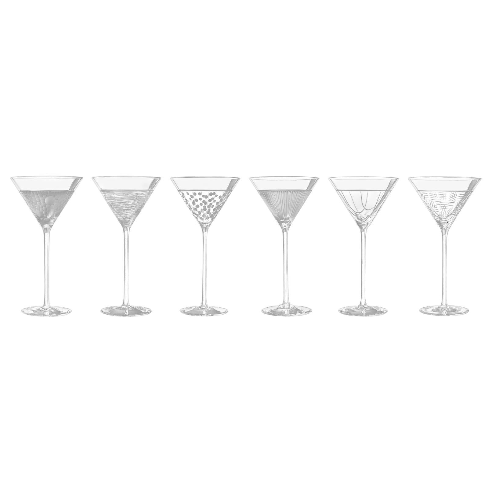 Salviati Nove Set of 6 Martini Assorted Glasses