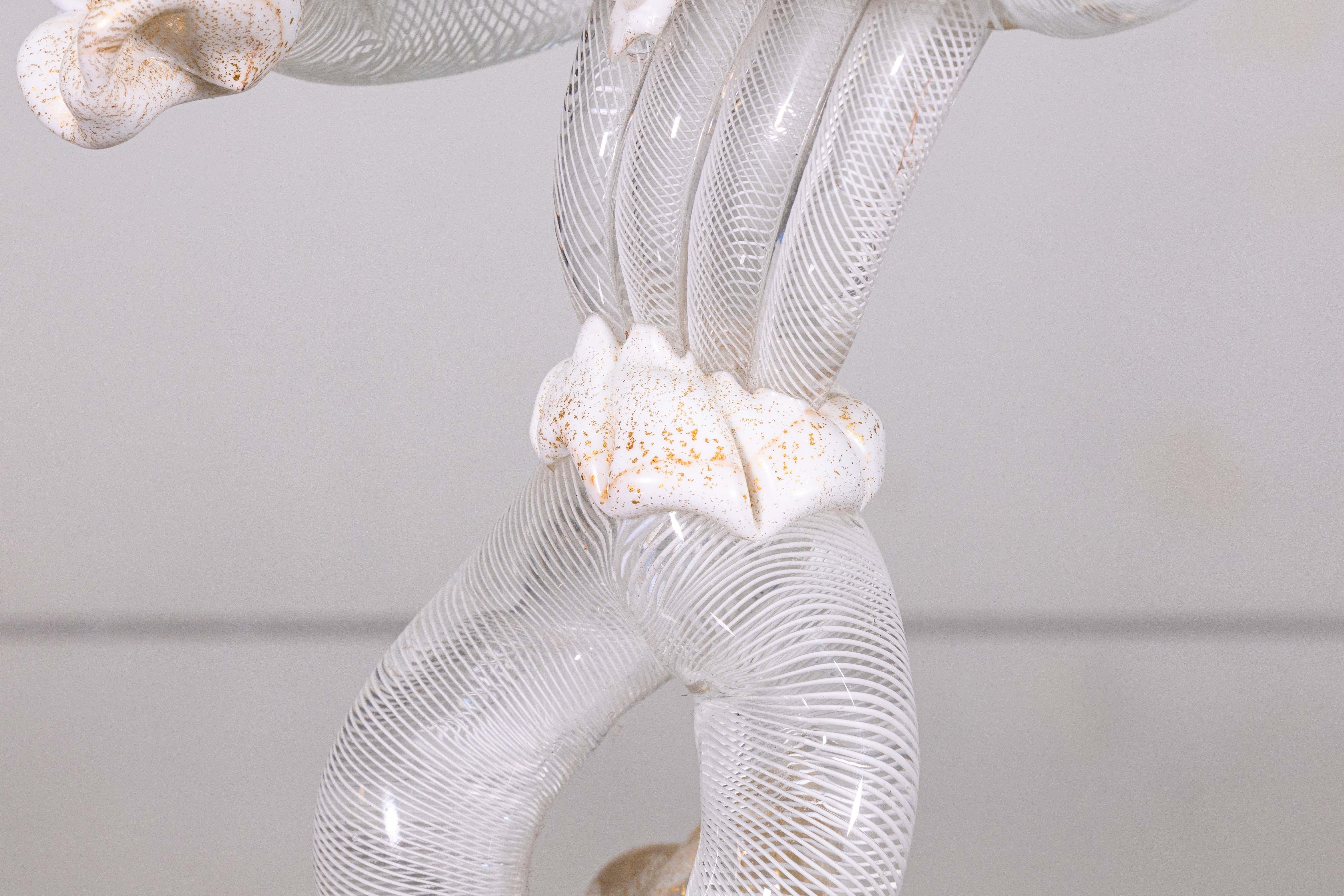 Salviati Escultura de sobremesa en cristal de Murano firmada Arlequín Bufón Payaso Cristal en venta