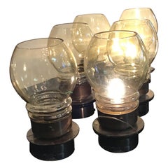 Sechs Tischlampen aus Metall-Crom-Glas von Salviati, Italien, 1960