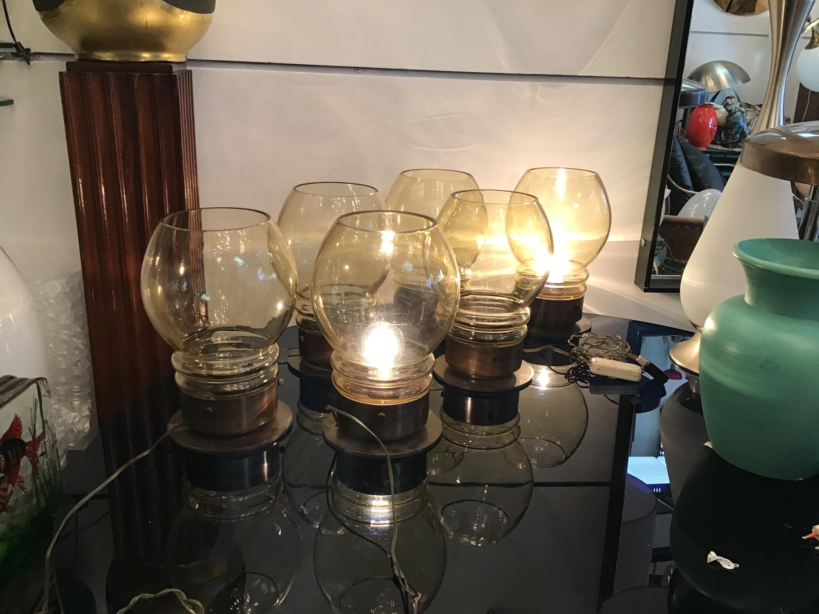 Salviati Six Table Lamps 1960 Metal Crome Glass Italy In Excellent Condition For Sale In Milano, IT