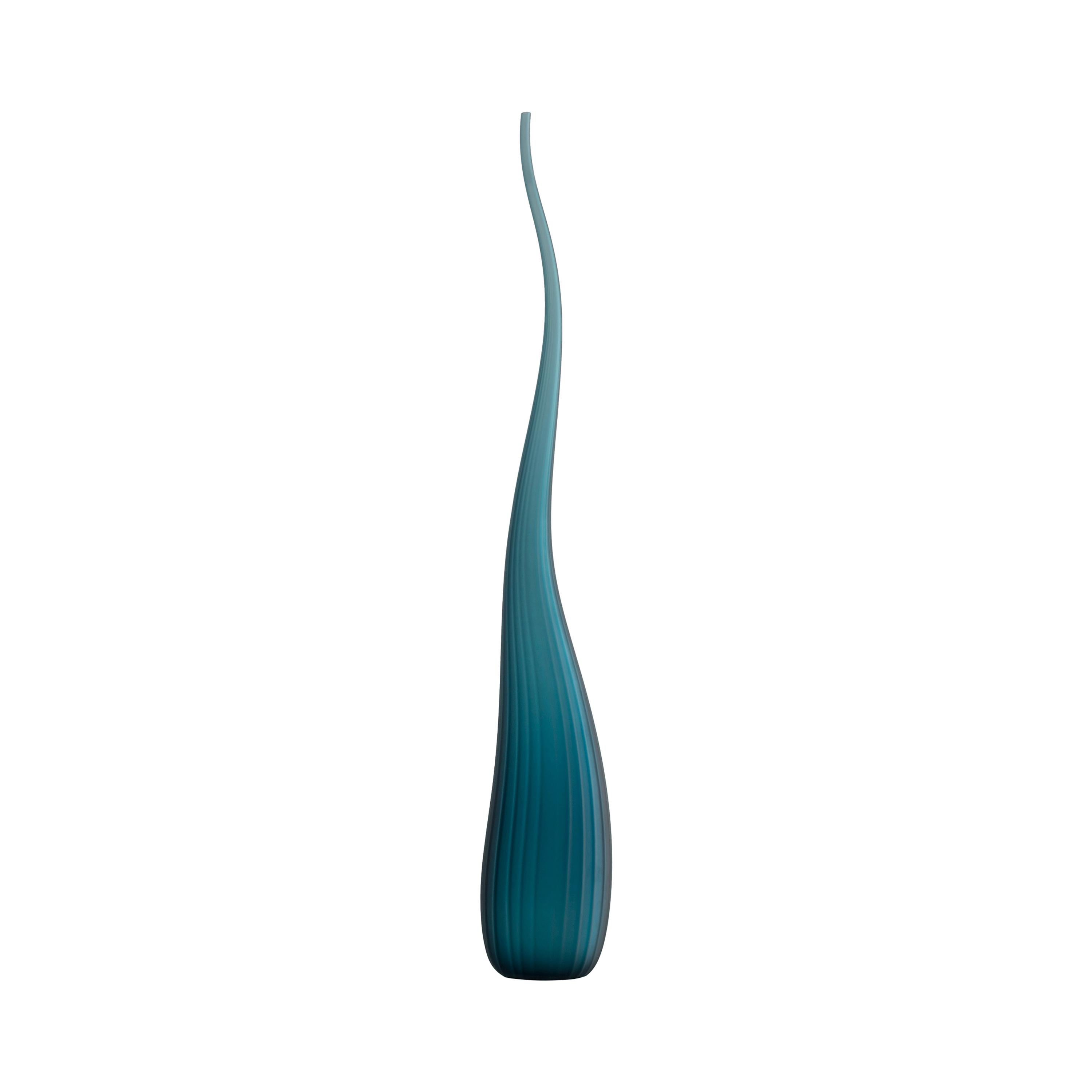 Salviati Small Aria Vase in Satin Teal Glass by Renzo Stellon For Sale