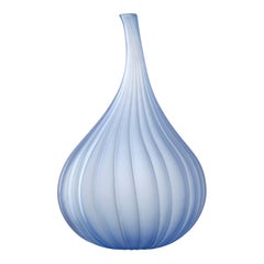 Salviati Small Drops Vase in Satin Blue Glass by Renzo Stellon