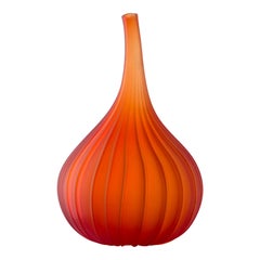 Salviati Small Drops Vase in Satin Orange Glass by Renzo Stellon