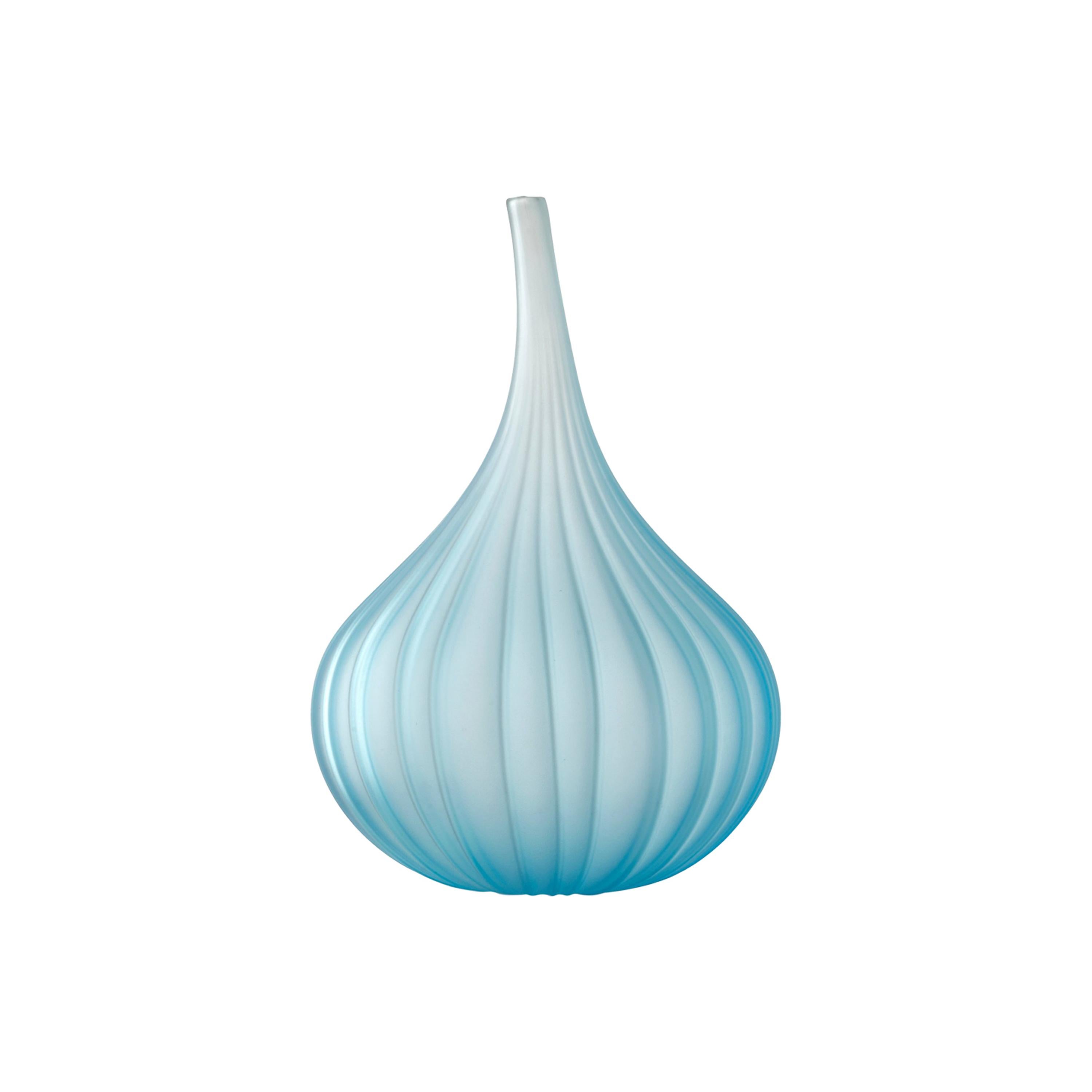 Salviati Small Drops Vase in Satin Teal Glass by Renzo Stellon For Sale