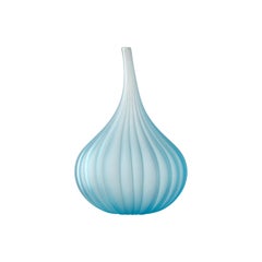 Salviati Small Drops Vase in Satin Teal Glass by Renzo Stellon