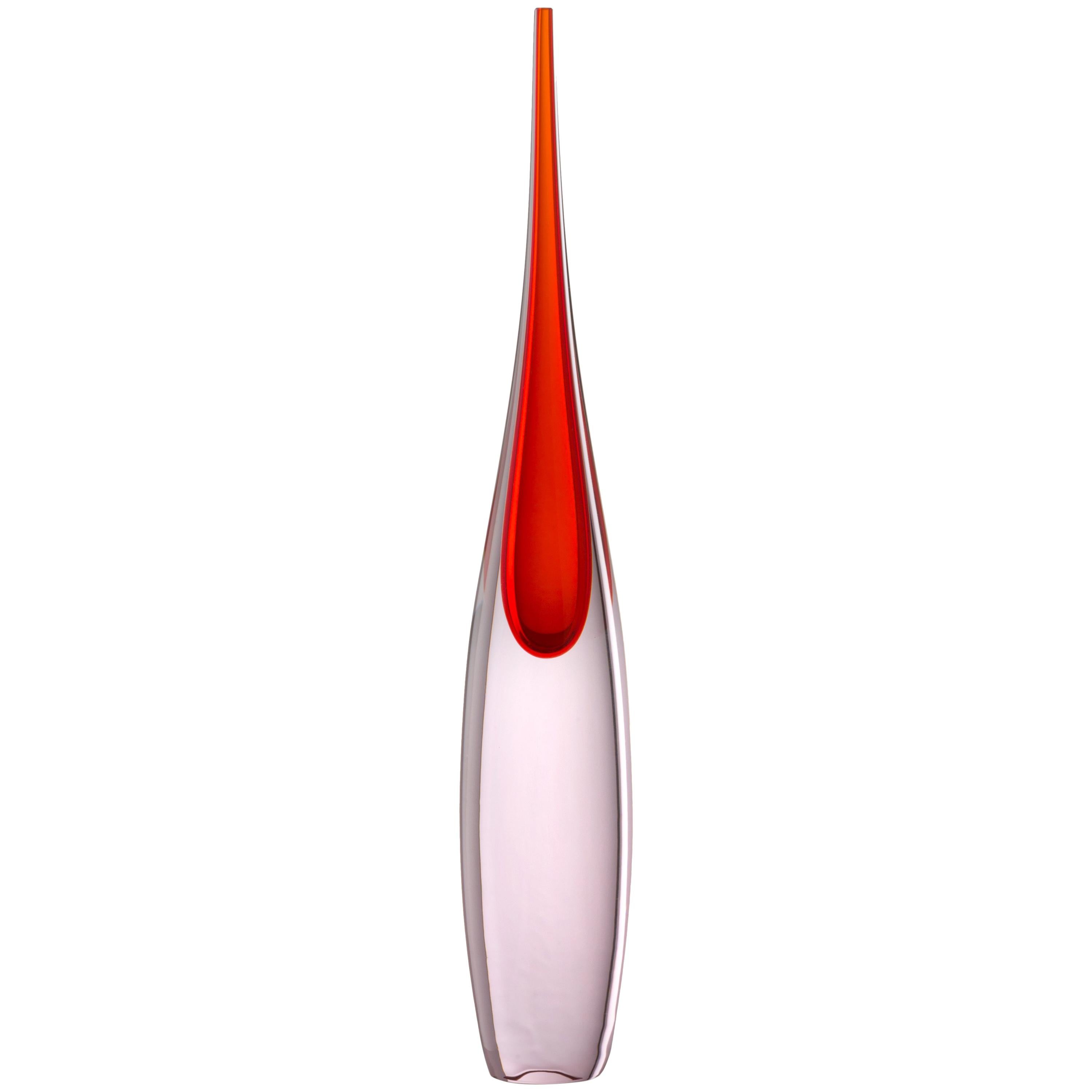 Salviati Small Pinnacoli Vase in Rose and Red by Luciano Gaspari For Sale