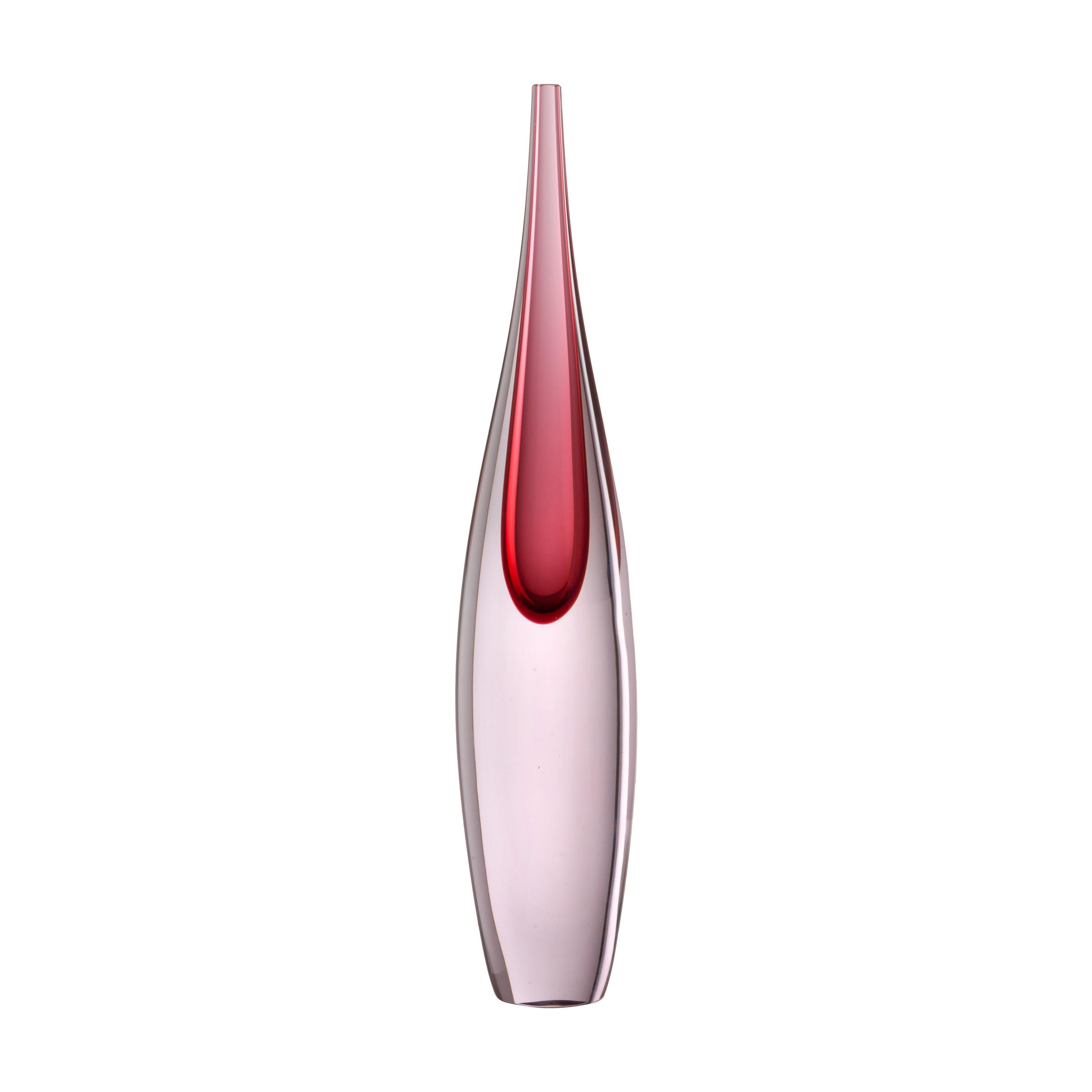 Salviati Small Pinnacoli Vase in Rose and Ruby by Luciano Gaspari For Sale