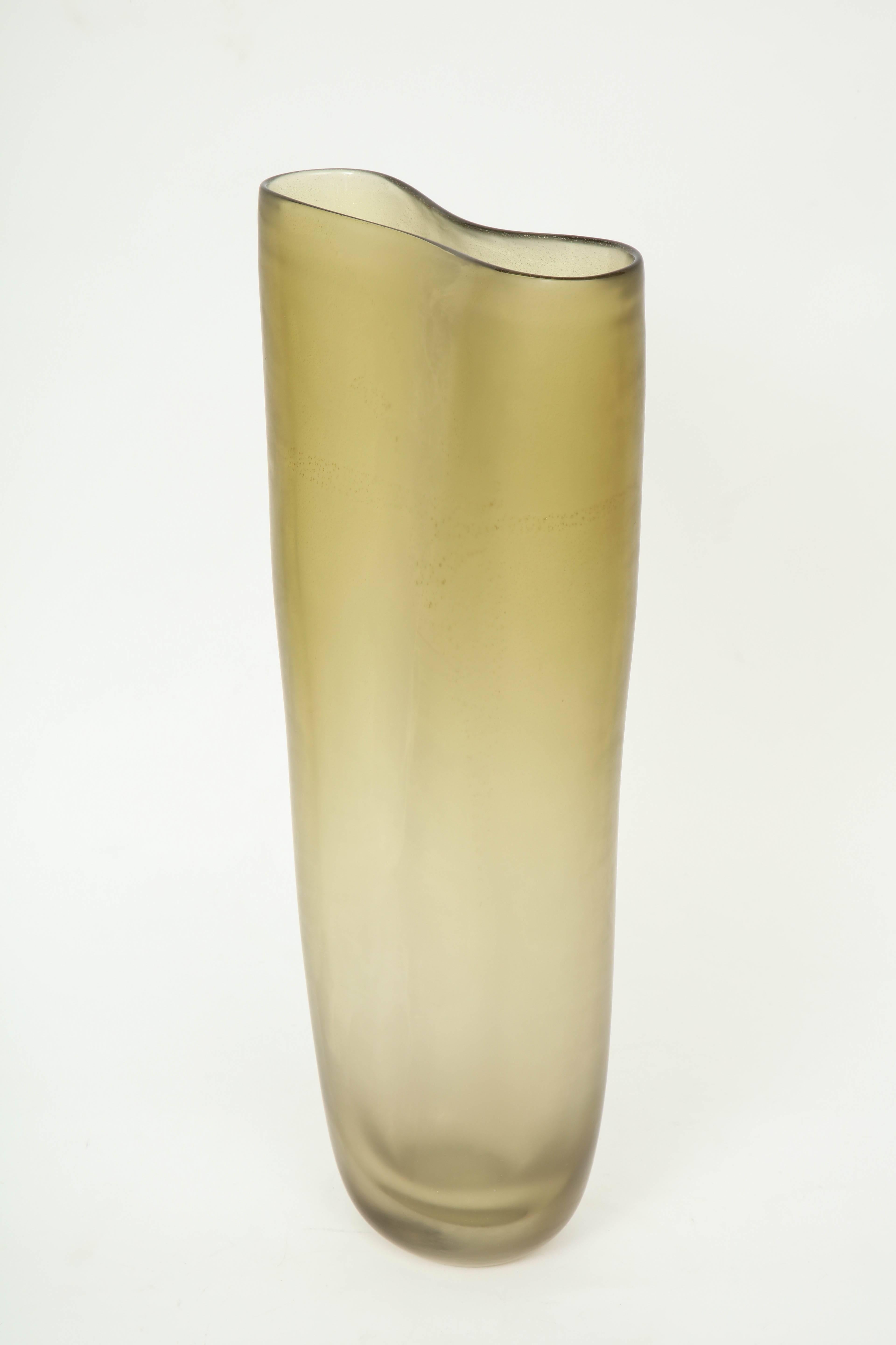 Italian Large Salviati Topaz Murano Glass Bouquet Vase For Sale