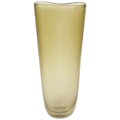 Large Salviati Topaz Murano Glass Bouquet Vase