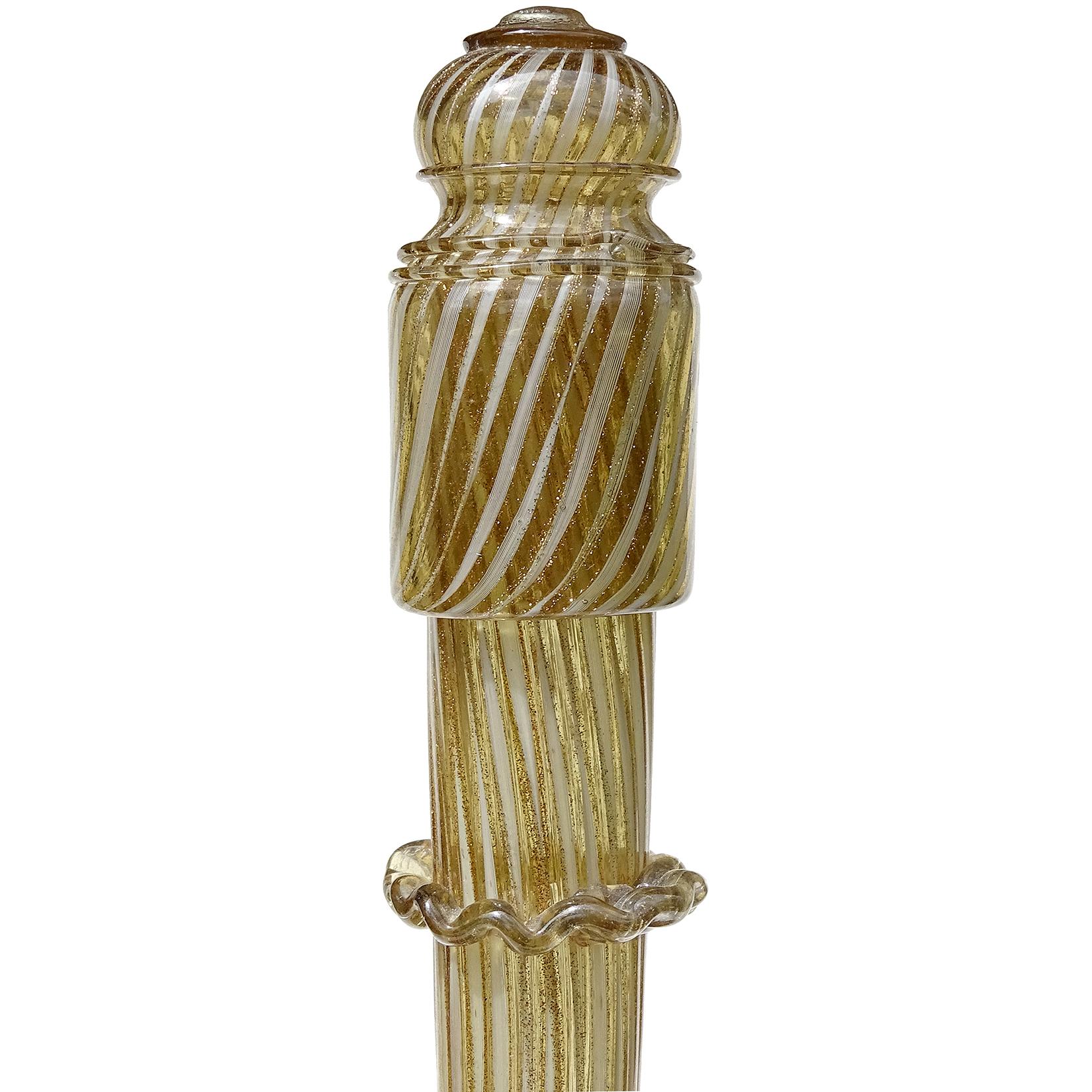 Salviati venezianischen antiken weißen Aventurin Flecken italienische Kunst Glas Dekanter (Viktorianisch) im Angebot