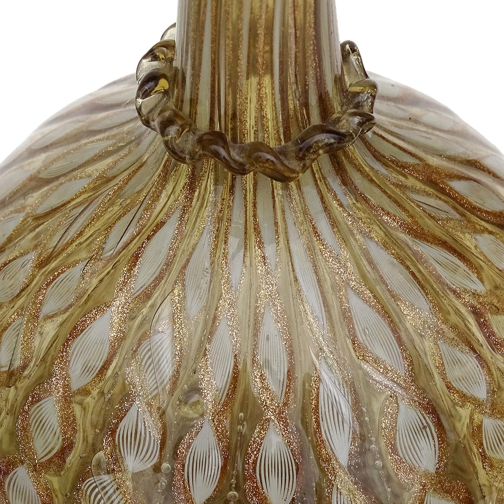 Salviati venezianischen antiken weißen Aventurin Flecken italienische Kunst Glas Dekanter (Handgefertigt) im Angebot