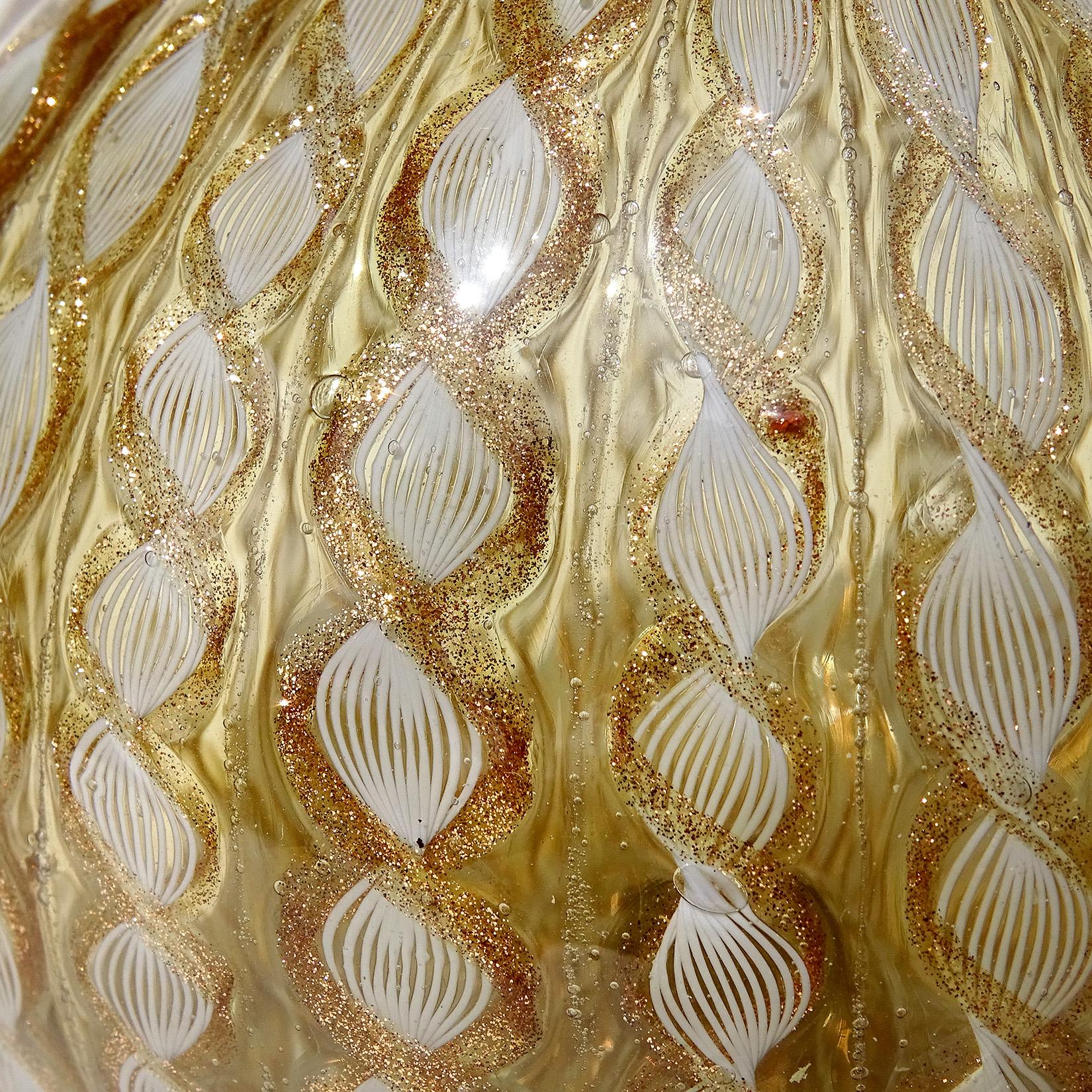 19th Century Salviati Venetian Antique White Aventurine Flecks Italian Art Glass Decanter For Sale