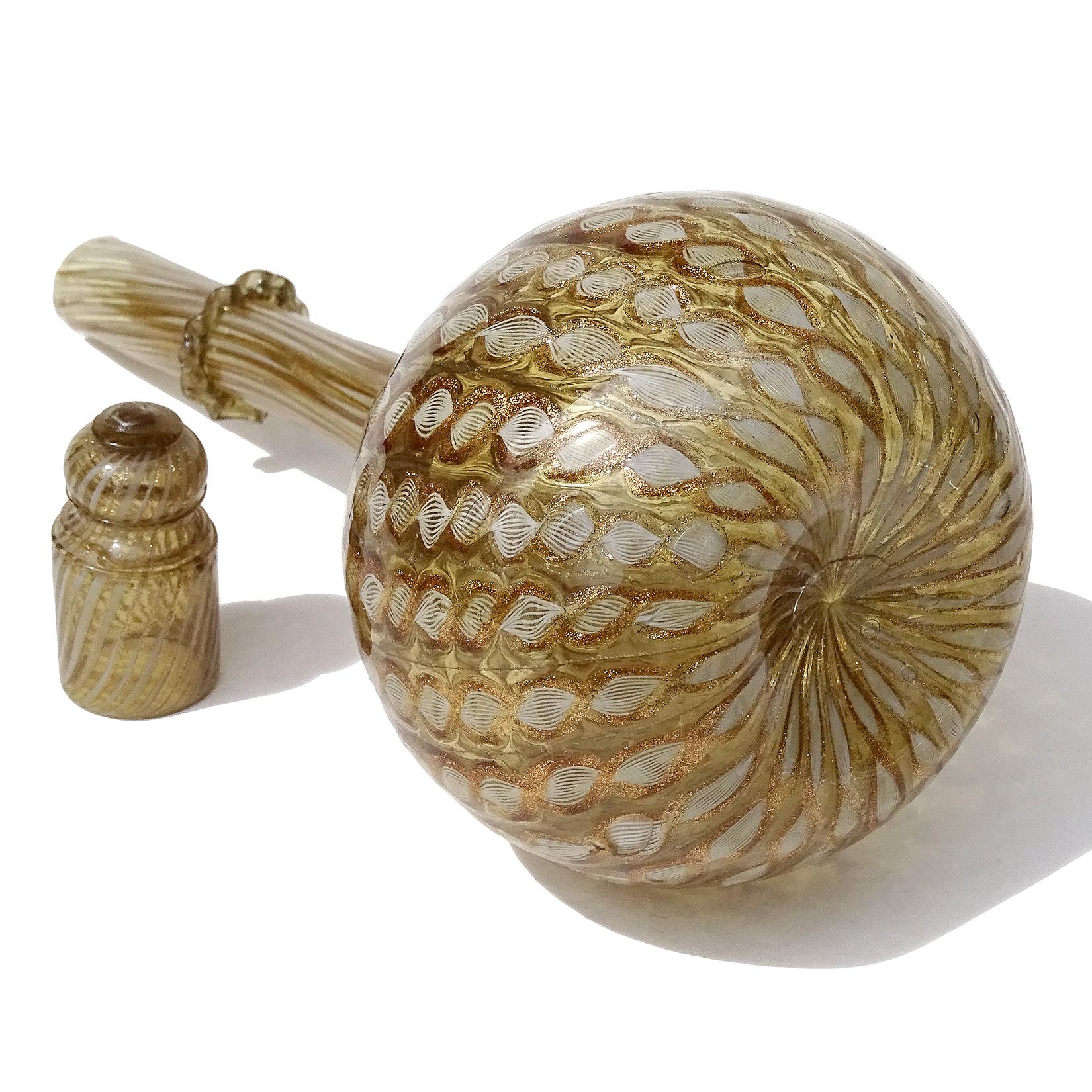 Salviati venezianischen antiken weißen Aventurin Flecken italienische Kunst Glas Dekanter (19. Jahrhundert) im Angebot