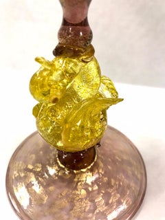 Salviati Venetian Hand Blown Glasses Murano Stemware Italy Amethyst with Swans