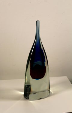 Salviati Venezia Signed Modern Murano Veil Vase Violet Design