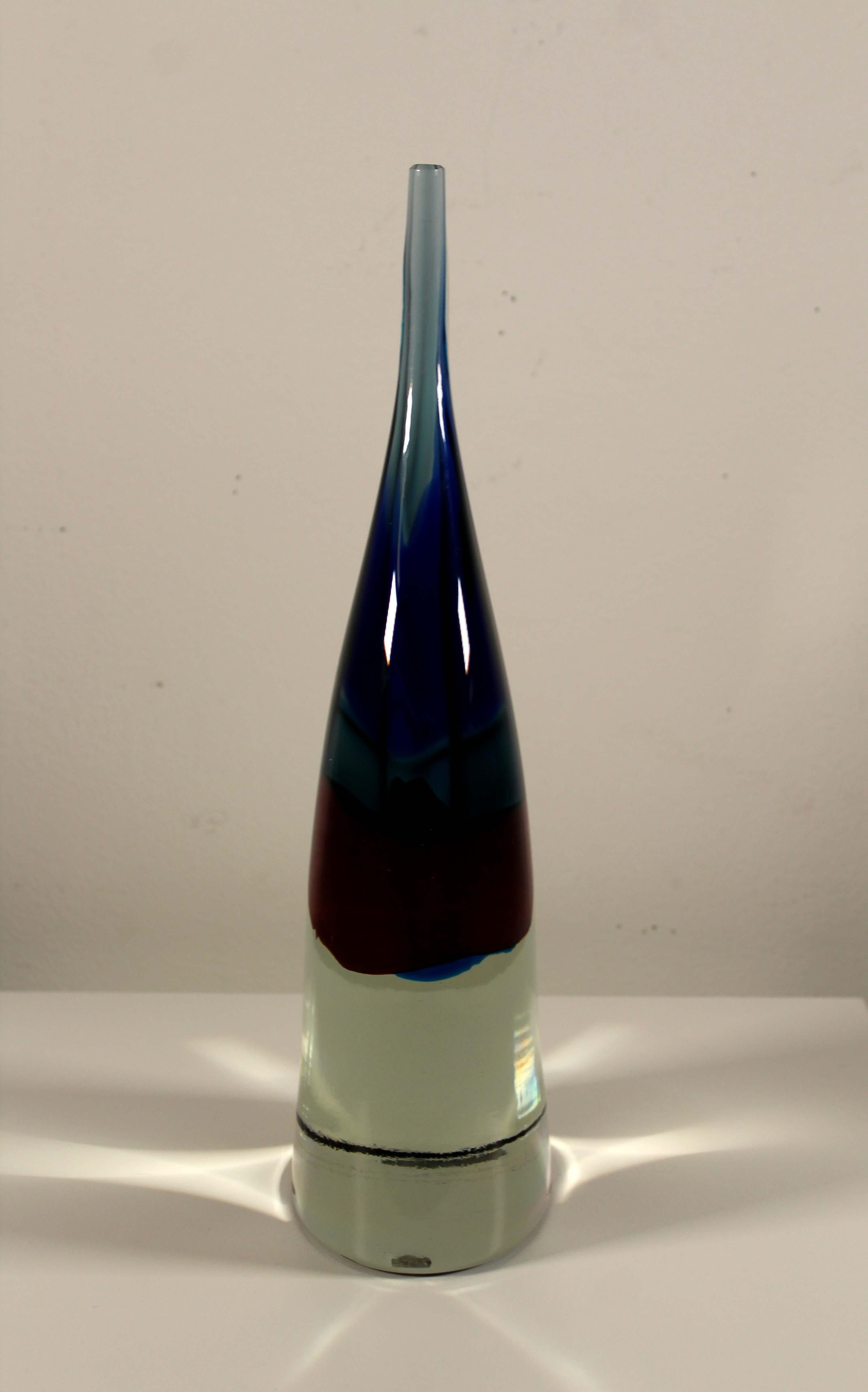 Salviati Venezia Signed Modern Murano Veil Vase Violet Design In Good Condition In Keego Harbor, MI