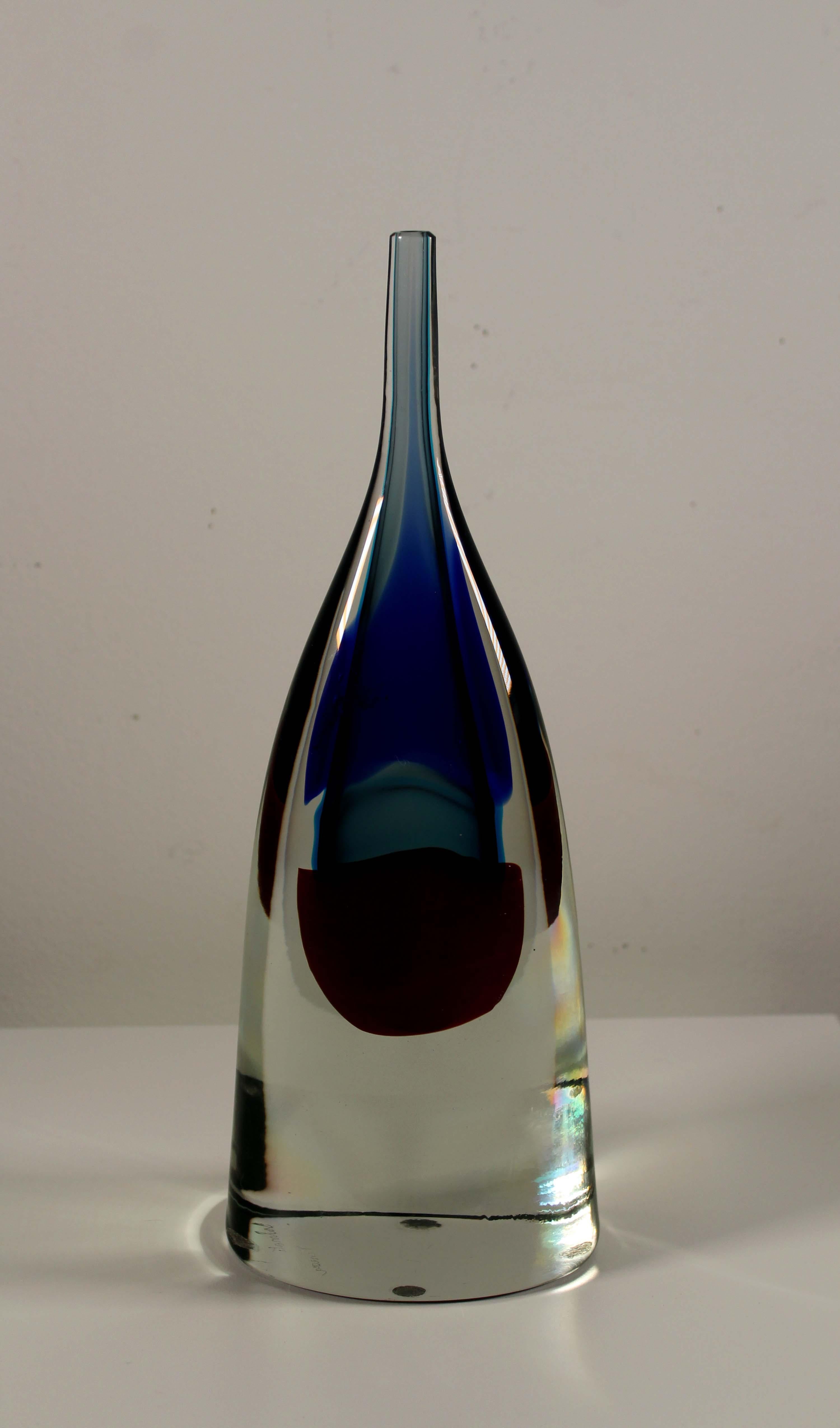 20th Century Salviati Venezia Signed Modern Murano Veil Vase Violet Design