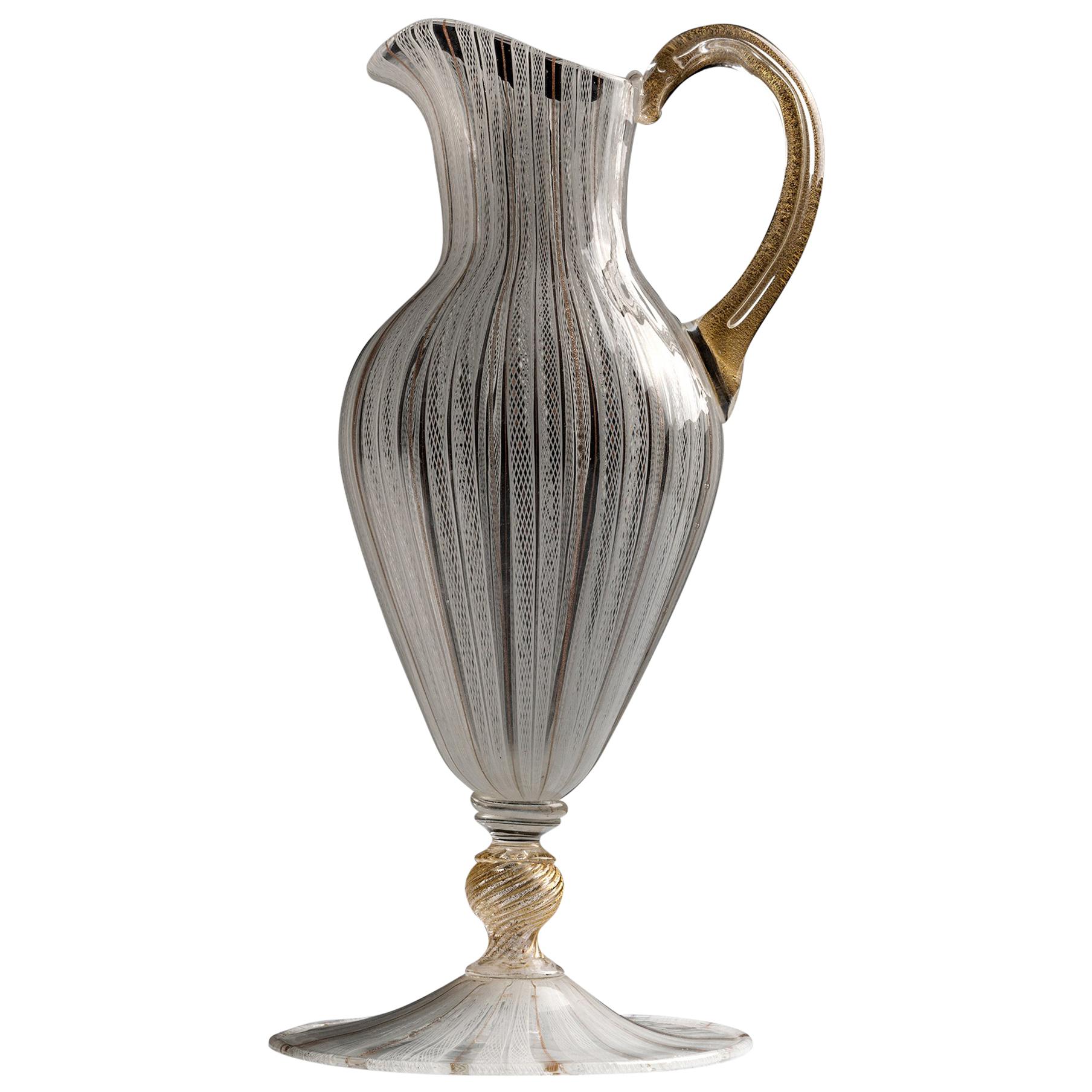 Salviati, Zanfirico Murano Glass, Ewer For Sale