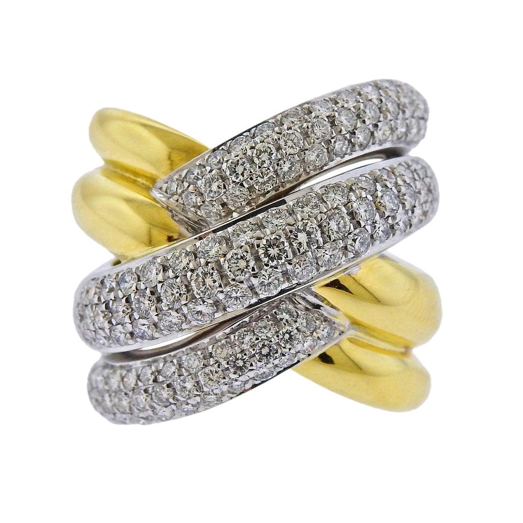 Salvini 1.78 Carat Diamond Gold Crossover Cocktail Ring