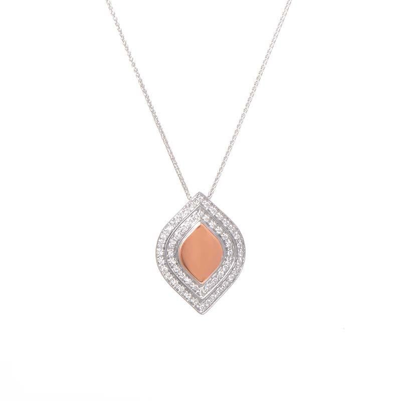 Salvini 18 Karat White and Rose Gold Diamond Pendant Necklace In New Condition In Southampton, PA