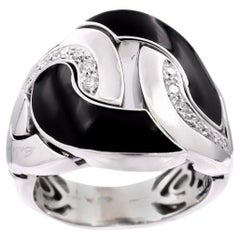 Salvini Bague cocktail Cruise en or blanc 18 carats avec diamants et onyx