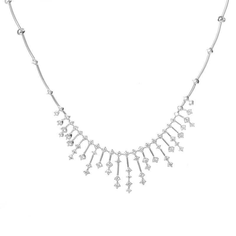 Round Cut Salvini 18 Karat White Gold Diamond Necklace